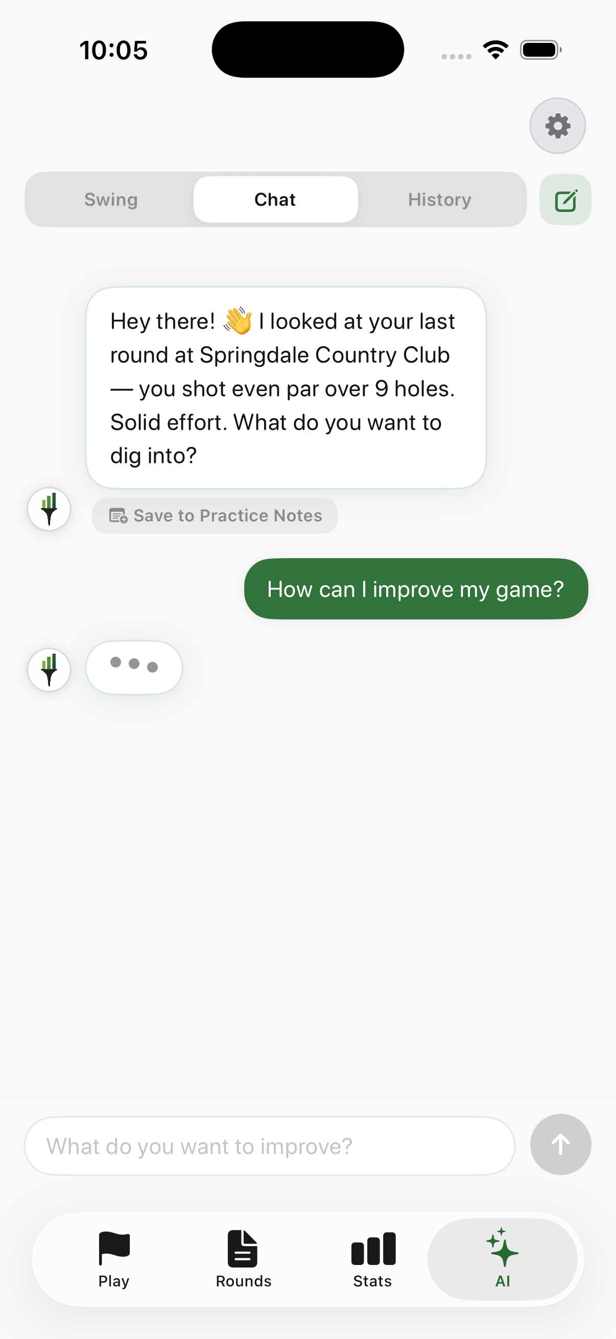 KilCard AI coach chat screen